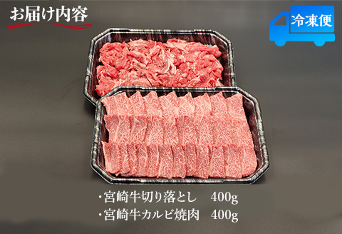 宮崎牛 カルビ焼肉・切り落とし セット 計800g |牛肉 牛 肉 カルビ 焼肉 焼き肉 やき肉 切り落とし