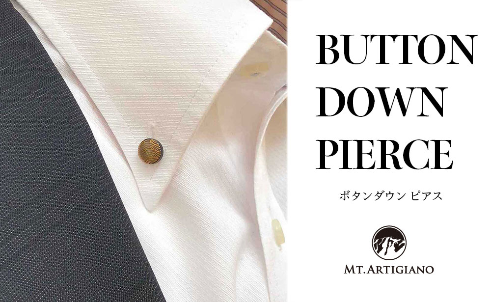 ボタンダウンピアス Traditional 波  青海波 黒蝶貝 漆 蒔絵 ドレスピアス ピンブローチ タイタック アクセサリー  伝統工芸 工芸品うるしアート 復興 震災 コロナ 能登半島地震復興支援 北陸新幹線 F6P-0371