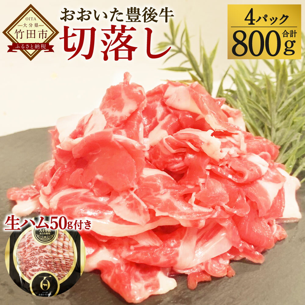 【ふるさと納税】 【期間限定】 おおいた豊後牛 切落し 800g 小分けパック 小分け (200g×4パック) ＋ おおいた和牛 生ハム 50g お肉 牛肉 和牛 切り落とし 冷凍 九州産 国産 送料無料