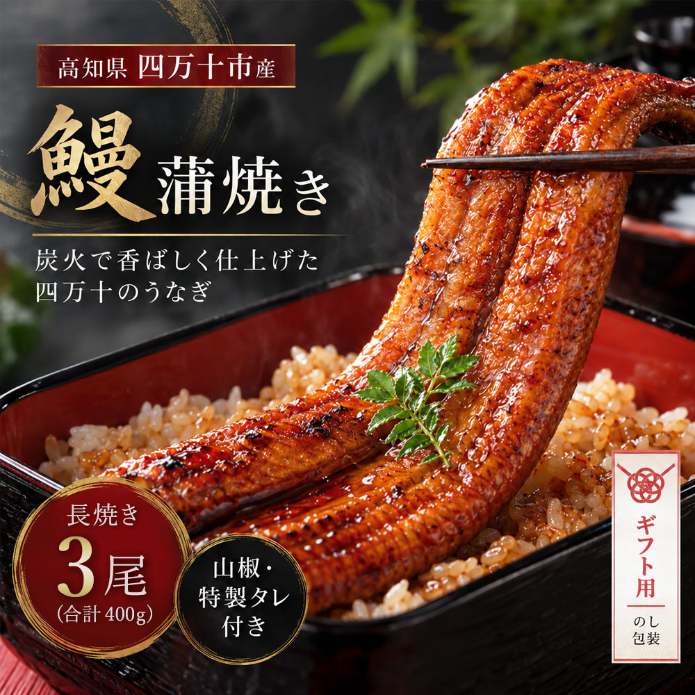 【ふるさと納税】【ギフト用（包装・のし対応）】26-367G．＜四万十食品＞うなぎ蒲焼　長焼3尾／CD 国産 ふるさと納税 うなぎ 高知 四万十 鰻 ウナギ お取り寄せグルメ 国産鰻 蒲焼 鰻蒲焼 3尾 包装 のし ギフト 送料無料