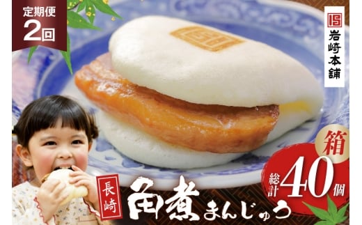 BJ039 岩崎本舗 【2回定期便】長崎角煮まんじゅう 20個入 (箱) [長崎県 島原市]