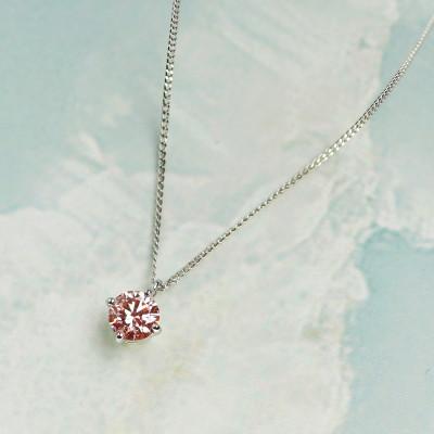 ふるさと納税 大津市 プラチナ900【0.2ct ラボピンクダイヤモンドネックレス】クラウン王冠 優しい輝き ペンダント |  | 01