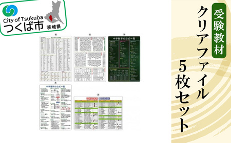 受験教材クリアファイル 5枚セット │ 茨城県 教材 つくば市 教材 クリアファイル 文房具 教材 ツール 高校受験 暗記 記憶 視覚 勉強 学習 受験 テスト 試験 隙間時間 中学生 理科 国語 数学 歴史 英語 5教科 セット フライング・エッグ  教材