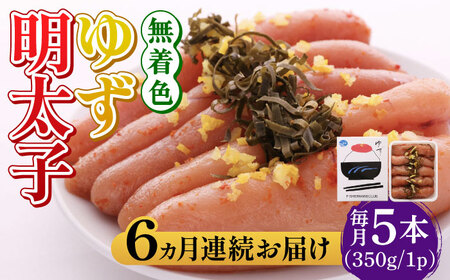 【全6回定期便】無着色 ゆず明太子 5本入り(350g)明太子 めんたい [ABCU022] 