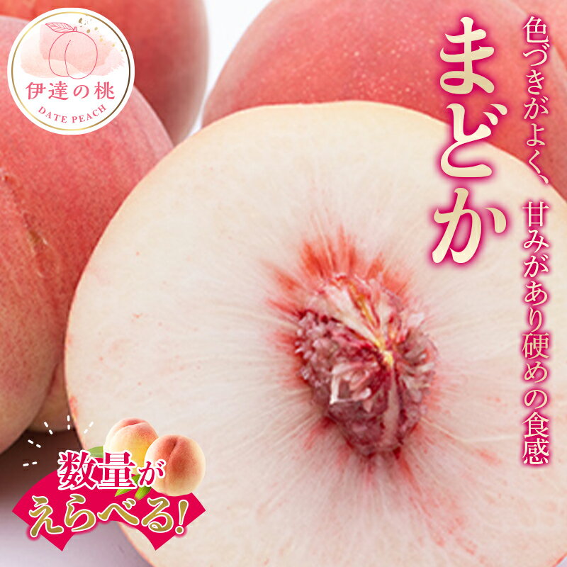 【ふるさと納税】2025年出荷分 先行予約数量が選べる 福島県産 まどか 約2kg 約3kg 2025年2025年8月上旬〜2025年8月下旬発送 先行予約 予約 大玉 固め 伊達の桃 桃 もも モモ 果物 くだもの フルーツ F20C-498var
