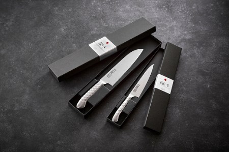 ステンレス一体型包丁 PRO-S 2本セット （ペティナイフ・三徳包丁） H25-08【最長6ヶ月を目安に配送】