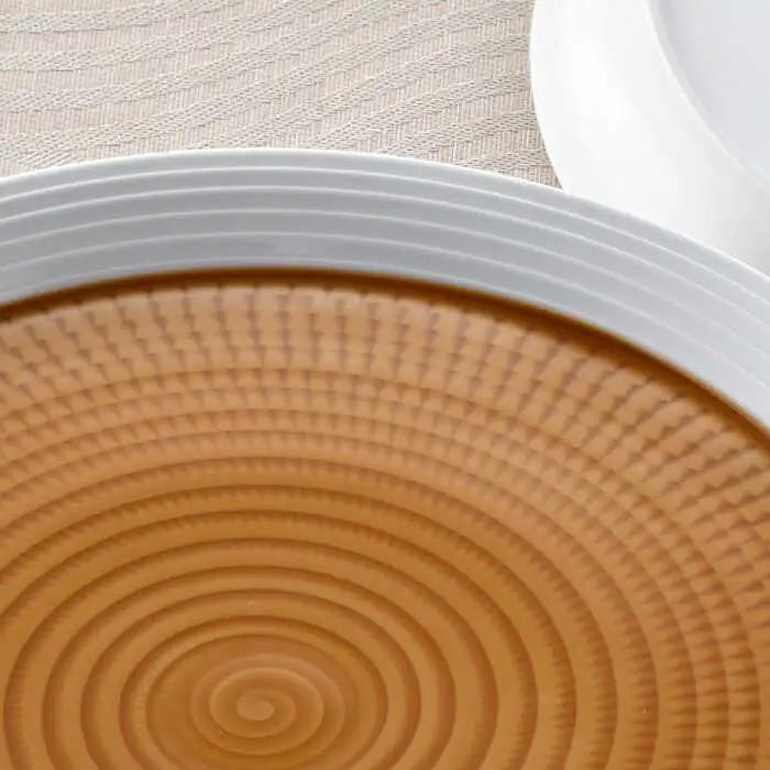 【波佐見焼】キャラメルスプレッド 24cm 丸皿 プレート 2枚セット 食器 皿 【一真窯】 [BB56]  波佐見焼