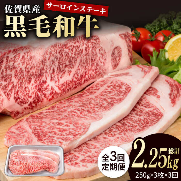 【ふるさと納税】【3回定期便】佐賀県産 黒毛和牛 贅沢 サーロイン ステーキ 250g×3枚（計750g）【株式会社いろは精肉店】佐賀産和牛 ステーキ肉 お肉 肉 牛肉 冷凍 和牛 国産 人気 おすすめ [IAG090]