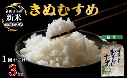 【令和8年産先行予約】【1回お届け】 きぬむすめ 精米 3kg