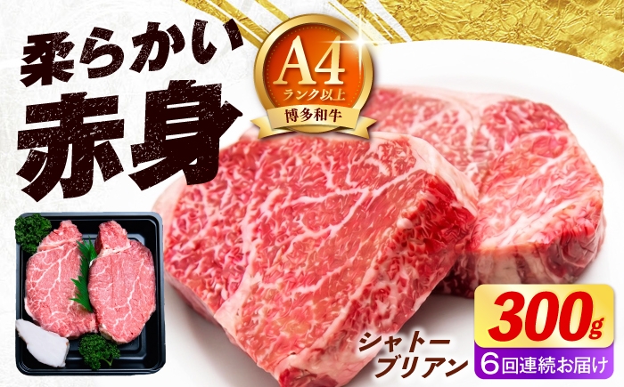 
                  【全6回定期便】【希少部位！】博多和牛 シャトーブリアン 150g×2枚 （計300g）《築上町》【肉のくまもと屋】 [ABEZ010]
                
