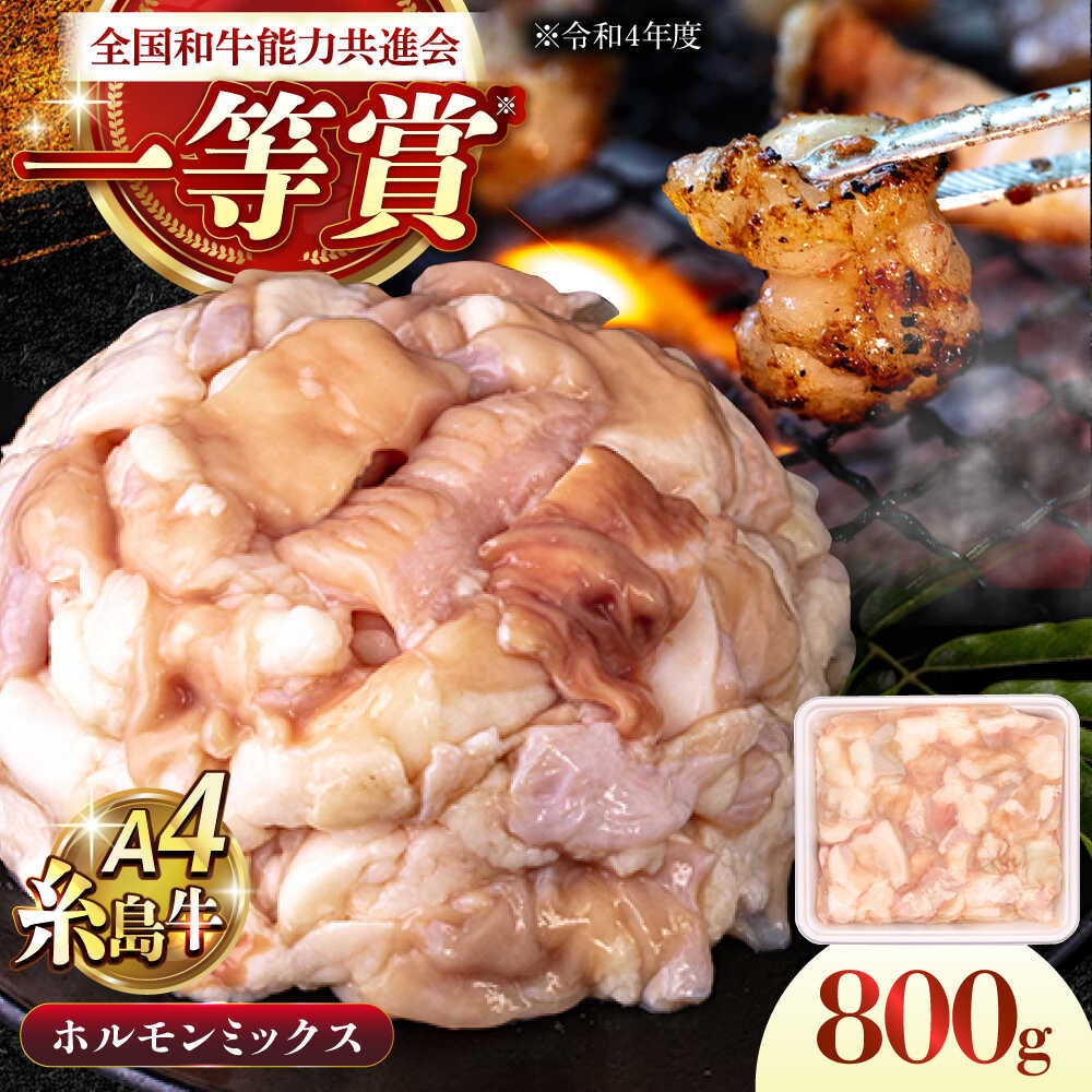 【ふるさと納税】A4ランク 和牛 ホルモンミックス 800g もつ鍋 ホルモン焼き 糸島牛 糸島市 / 一番田舎[AGN008] 黒毛和牛 冷凍配送 15000円 1万5千円