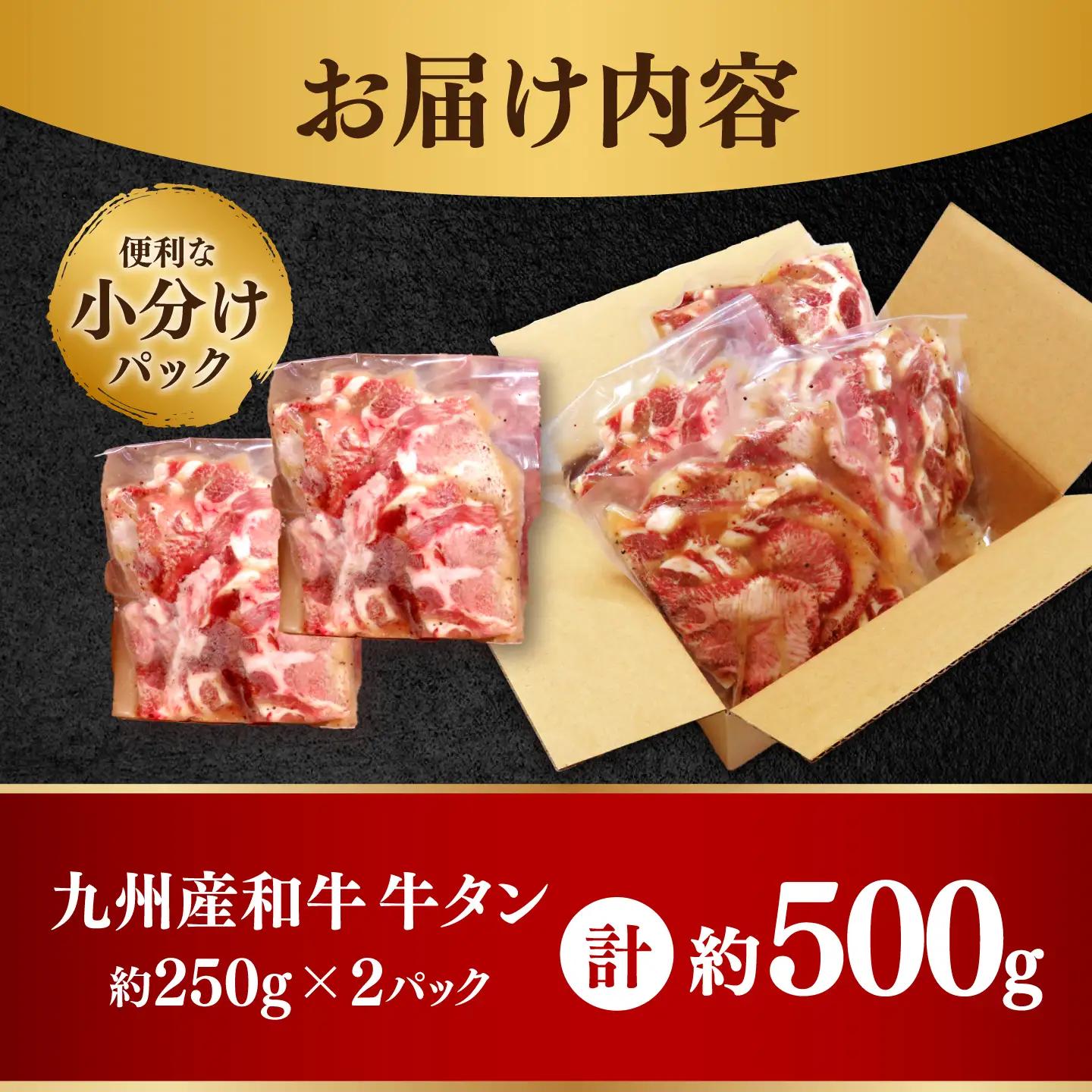 【お中元対象】【塩だれ牛タン】九州産和牛の牛タン 500g（約250g×2パック）[EAX084] 冷凍 小分け