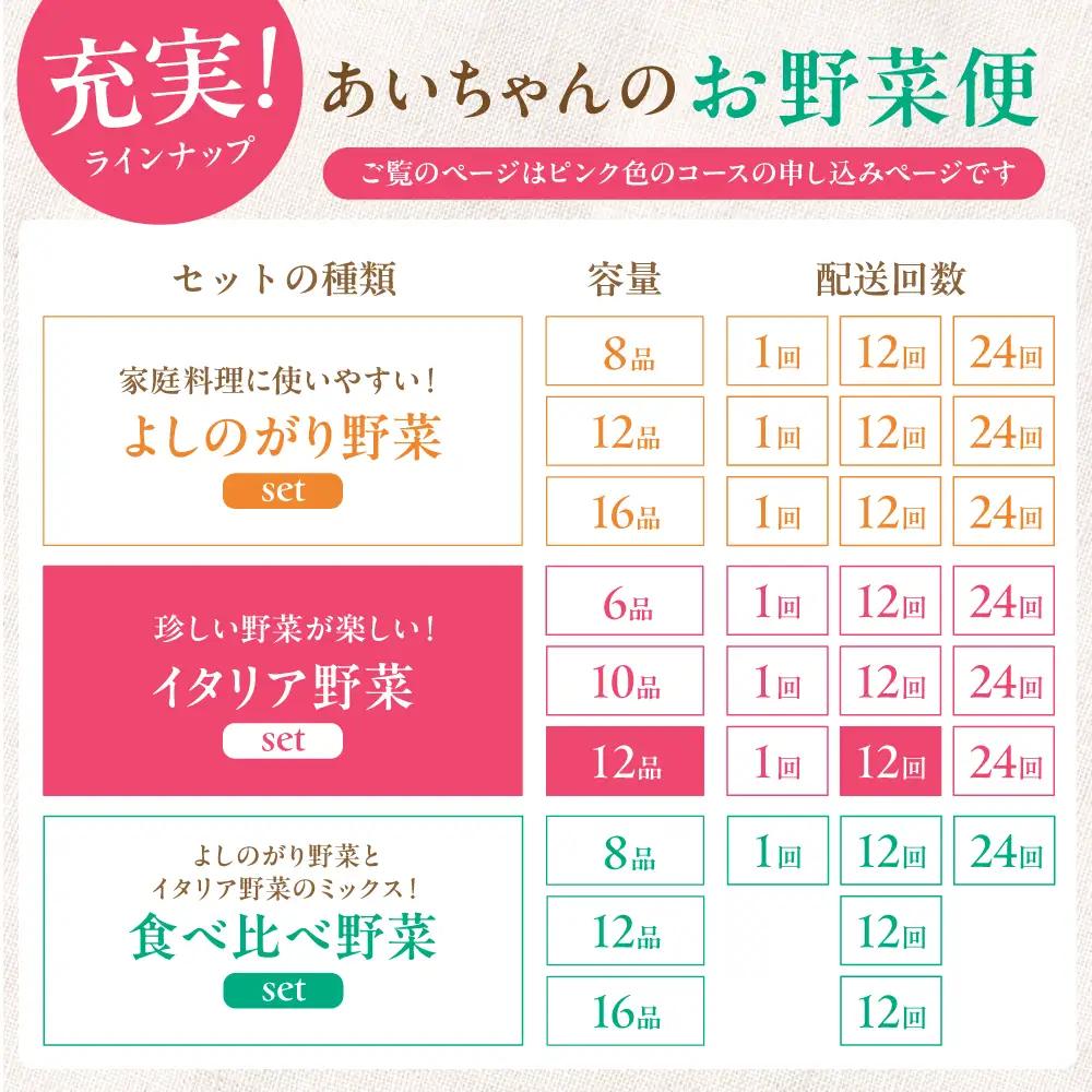 【12品×12回定期便】あいちゃん農園の「イタリア野菜」セット（ラージ） 野菜 やさい[FAA022]