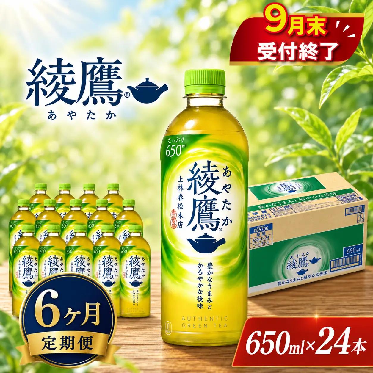 6ヶ月 定期便 綾鷹 PET 650ml × 24本 セット 1ケース 緑茶