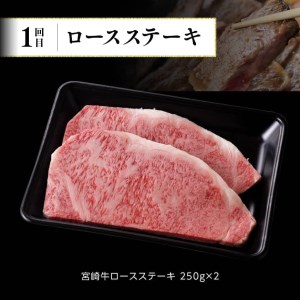 牛肉 【定期便】宮崎牛３ヶ月定期便Ｂ‐１ 【ステーキ 牛肉】