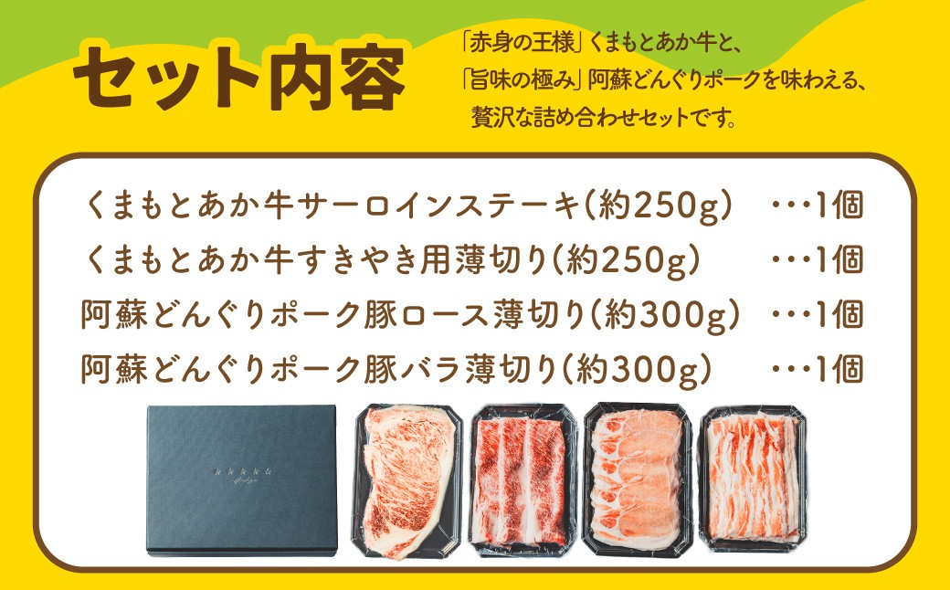 スザンヌ厳選！「くまもとあか牛」「阿蘇どんぐりポーク」詰め合わせセット