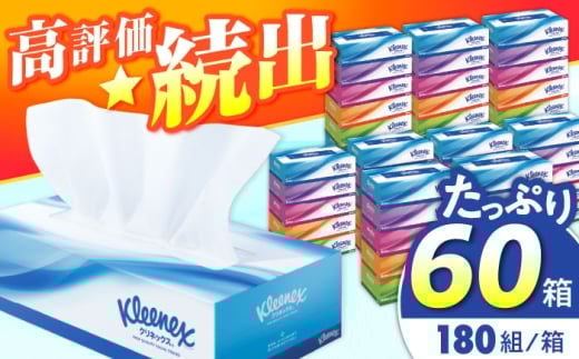 【12月23日(火)ご入金確認分まで年内発送】クリネックス ティシュー 60箱(5箱×12パック) ティッシュ ティッシュペーパー まとめ買い 日用品 常備品 生活用品 ボックスティッシュ ティシューペーパー [BDBH001-1]