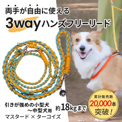 
                  ＜犬用＞3WAYハンズフリーリード(引き強めの小型～中型犬)マスタード×ターコイズ＜ゴールデンママ＞【1743148】
                