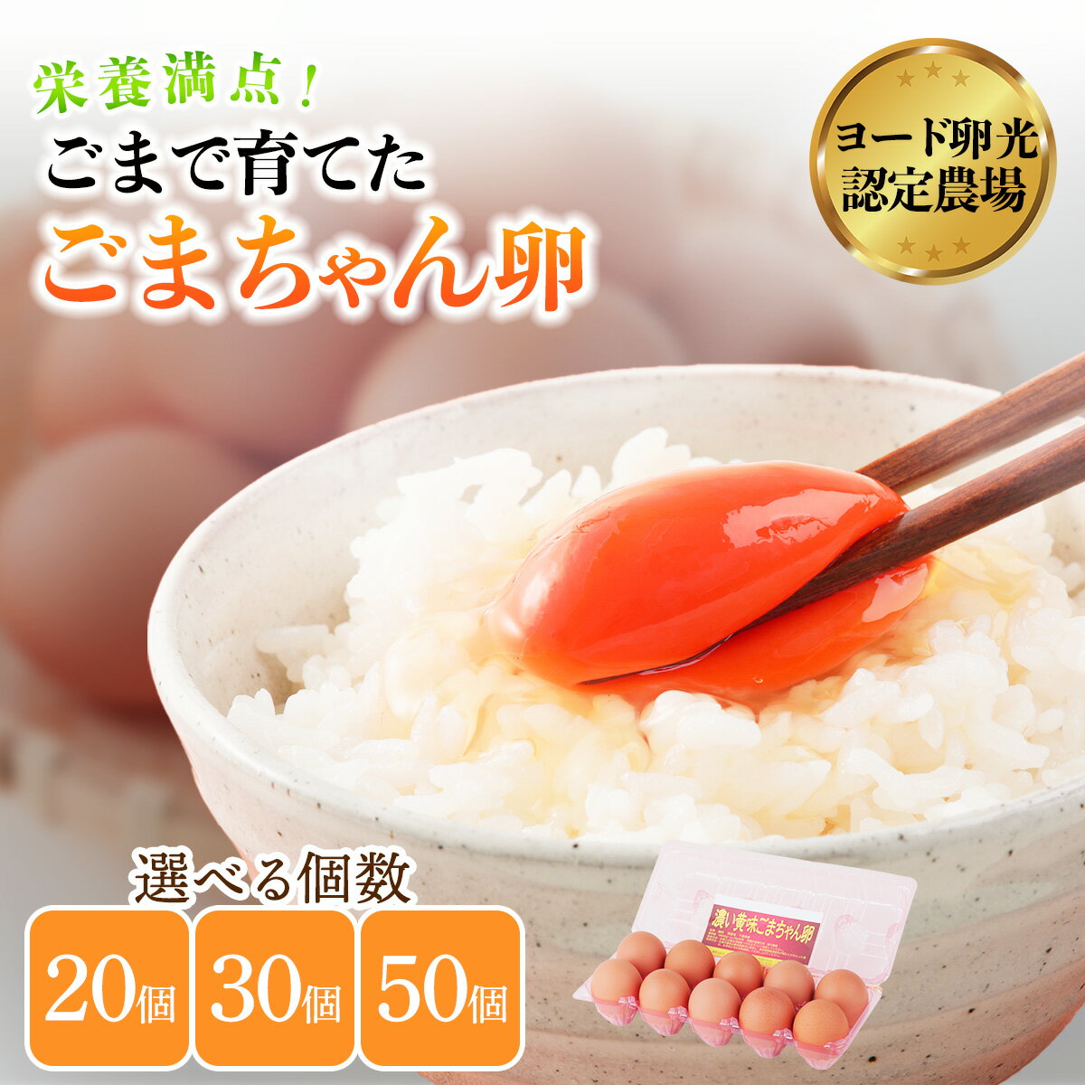 【ふるさと納税】ゴマで育てた「ごまちゃん卵」選べる個数 [20個／30個／50個]｜栄養満点 赤玉 胡麻 鶏卵 たまご タマゴ ヨード卵光 認定 越川養鶏園 袖ケ浦 房総 千葉 [0711r-0714r]