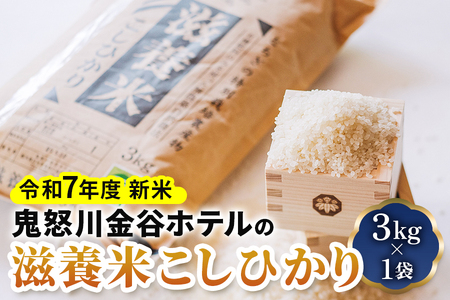 [令和7年度 新米] 鬼怒川金谷ホテルの滋養米こしひかり 3kg×1袋｜先行予約 精米 白米 お米 コシヒカリ ごはん 日光市産 2025年度米 金谷ホテル 産地直送 [0776]