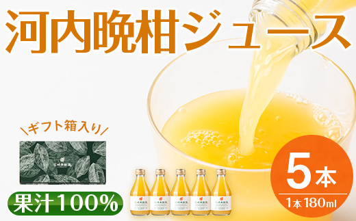 i990-A 河内晩柑ジュース(180ml×5本) 飲料 ジュース みかん 蜜柑 果汁 100% 河内晩柑 無着色 無香料 ストレートジュース 安心安全 ギフト 贈り物 贈答【江崎果樹園】