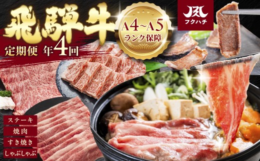 ＼定期便／訳あり 飛騨牛 定期便 4回（しゃぶしゃぶ・ステーキ・焼肉・すきやき）牛肉 肉 すき焼き すきやき しゃぶしゃぶ   焼き肉 ステーキ 牛肉 肉  牛肉  商品  飛騨牛 牛肉  小分け 飛騨牛 牛肉 牛肉 飛騨牛 すき焼き用 牛肉 冷凍  牛肉 スライス肉 和牛  国産 スライス  スキヤキ にく 高級   人気  すき焼き肉 牛しゃぶ すき焼き鍋 スキヤキ 岐阜県 郡上市 フクハチ