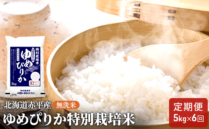 【先行予約2025年産米・11月下旬より順次出荷】無洗米 北海道赤平産 ゆめぴりか 5kg 特別栽培米 【6回お届け】 米 北海道 定期便 ふるさと納税 