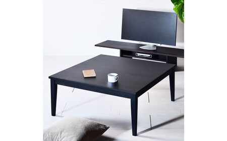 【シンプルモダンな家具のお部屋に】 シャープなデザインのＮＯ１センターテーブル100×100 オークブラック ローテーブル 無垢材 国産 大川家具