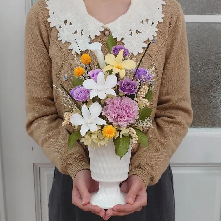 プリザーブドフラワー　若菜（わかな）【埼玉県 春日部市 仏花 お供え 法要 法事 メモリアル 仏壇用 長期間 手作り】（AJ275）