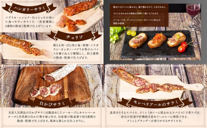 サラミ 4種 セット ゴシック シャルキュトリー ソーセージ ウィンナー ウインナー 燻製 詰め合わせ ギフト 贈答 贈答品 肉 お肉 豚肉 豚 ポーク 熟成肉 加工食品 加工品 白カビ つまみ おつ