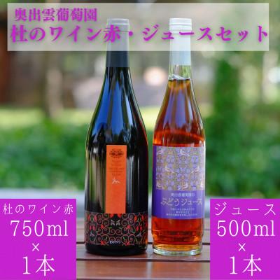 ふるさと納税 雲南市 杜のワイン 赤・ジュースセット(辛口赤ワイン1本・ぶどうジュース1本)