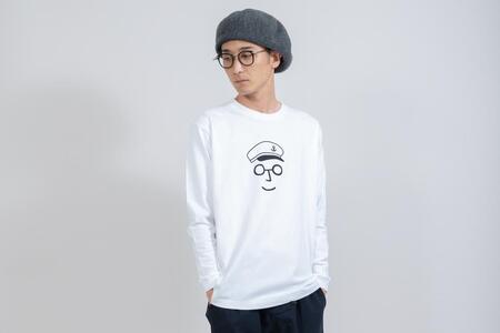 《0》【KEYMEMORY　鎌倉】セーラー帽イラストロングTシャツ　WHITE