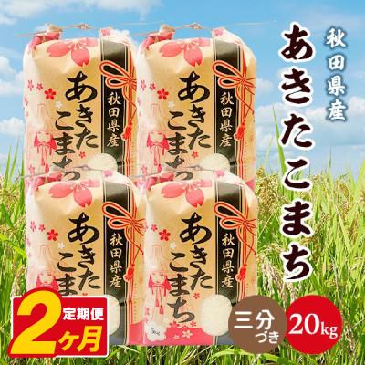 ふるさと納税 八郎潟町 【毎月定期便】あきたこまち 20kg(5kg×4袋)【3分づき(精米)】 秋田県産全2回