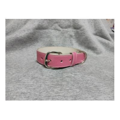 ふるさと納税 豊能町 ペット用品(首輪) 牛革シボ型押しラメカラー・ピンク首輪#24