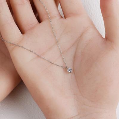 ふるさと納税 大津市 プラチナ900【0.2ct ラボダイヤモンドネックレス】ハーフベゼル 未来の輝き 一粒ペンダント |  | 02