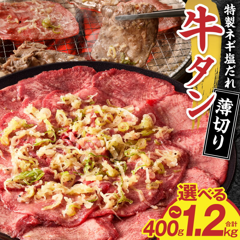 【ふるさと納税】【選べる内容量】特製ネギ塩だれ 薄切り牛タン 400g~1.2kg 肉 牛肉 牛タン 薄切り タン ねぎ塩 塩だれ ネギ たん 味付き肉 簡単調理 国産牛 牛 お肉 ふるさと 人気 おすすめ 贈答 ギフト お裾分け プレゼント 精肉 宮崎県 小林市 送料無料