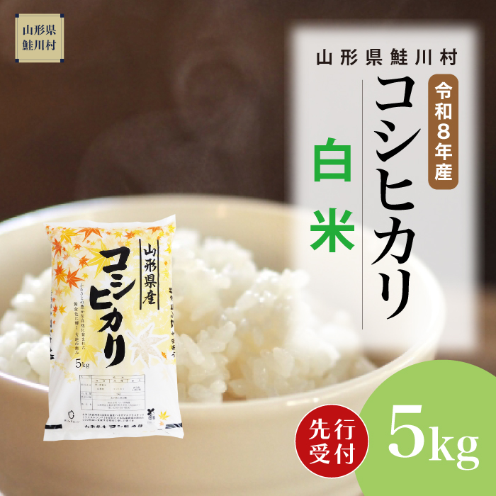 ＜令和8年産米先行受付＞ 山形県産 こしひかり 【白米】 5kg （5kg×1袋） 配送時期指定できます！
