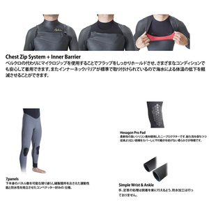 ウェットスーツ CYBER 5/3mm起毛　 CHEST-ZIP フルスーツ WINTER仕様　XLサイズ
