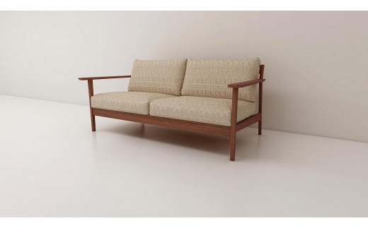 【開梱設置】高野木工 CEBU セブ ソファ 2.5人掛け ウォルナット 生地：CHART3 サンドベージュ【10年保証】