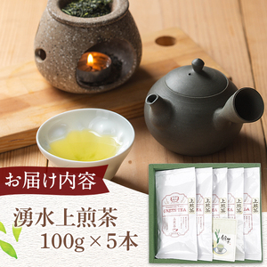 y313《数量限定》鹿児島県湧水町産！栽培期間中農薬・化学肥料不使用！湧水上煎茶(100g×5本)！【神田茶園】