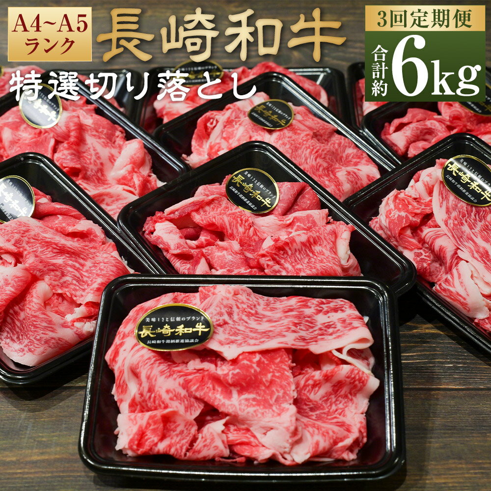 【ふるさと納税】【全3回定期便】【A4~A5ランク】長崎和牛 特選切り落とし 約2kg（200g×10パック） 肩ロース 和牛 牛肉 お肉 牛丼 すき焼き 焼肉 しゃぶしゃぶ 小分け 冷凍 長崎県産 国産 長崎県 長崎市 送料無料