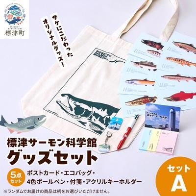 ふるさと納税 標津町 標津サーモン科学館グッズセットA　エコバッグ ポストカード ボールペン 付箋 キーホルダー