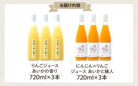 与古美の100％ジュース2種（りんご、りんご×にんじん）セット 各3本(計6本)　りんご「あいかの香り」ジュース　りんご×にんじんジュース　長野 飲料ドリンク 果汁飲料 フルーツジュース フルーツ 果