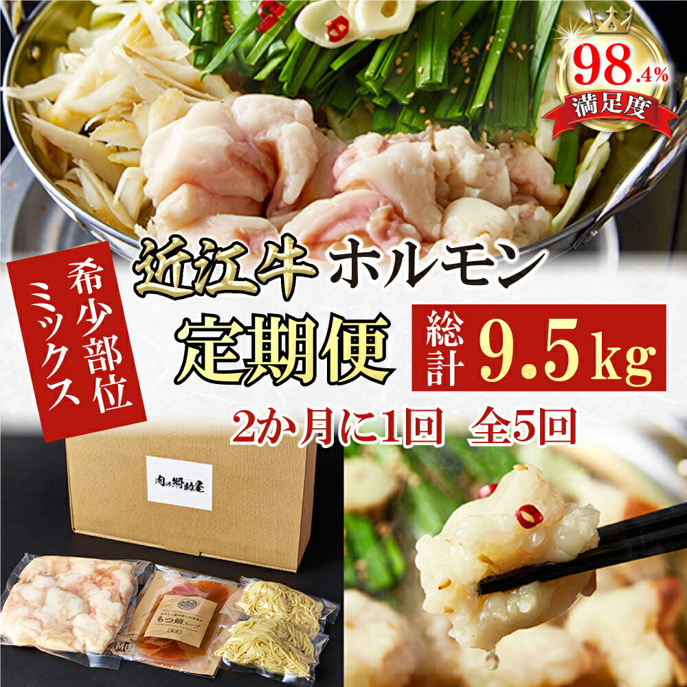 【ふるさと納税】【定期便】定期便　希少近江牛ホルモン＆ミックスホルモン1.9kg　5回　もつ鍋　ホルモン　鍋