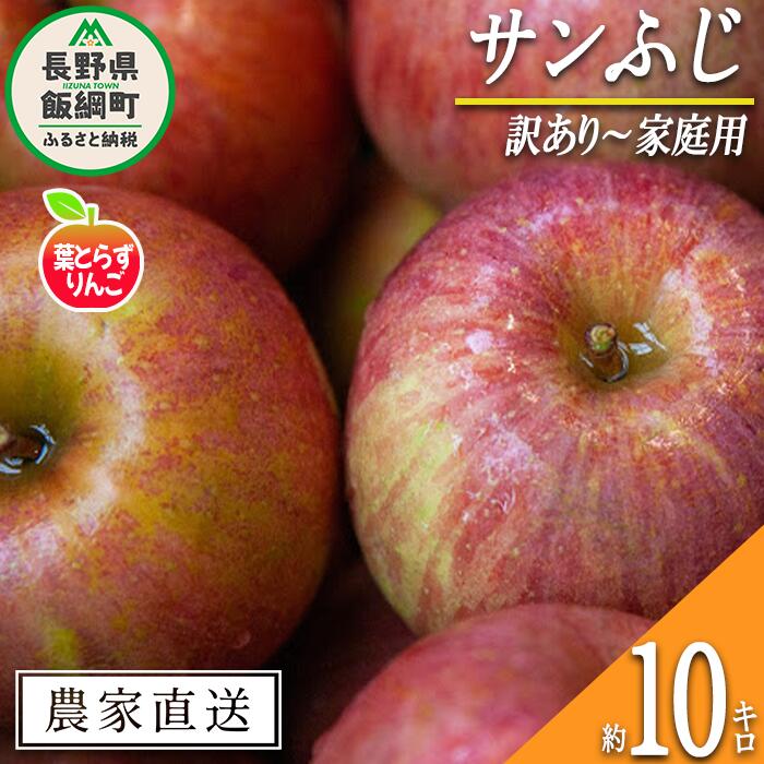 【ふるさと納税】 りんご 葉とらず サンふじ 訳あり～家庭用 10kg フレッシュフルーツミカズキ 令和7年度収穫分 長野県 飯綱町 〔 傷 不揃い リンゴ 林檎 果物 フルーツ 信州 長野 予約 農家直送 〕発送時期：2025年11月下旬〜2026年1月下旬 {*}