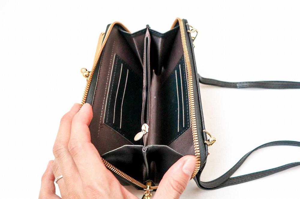 【ブラック】スマホショルダー お財布ショルダー がま口 がま口財布 スマホポーチ スマホポシェット