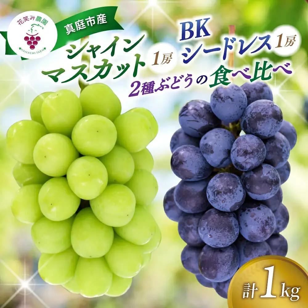 ぶどう シャインマスカット&BKシードレスぶどう1kg(2房) 【2027年発送 先行予約】 【hana047-03】
