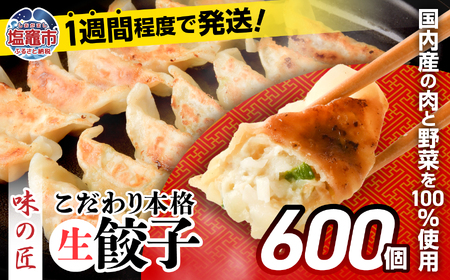 こだわり 本格 生 餃子 600個（約120人前） 味の匠 手作り 本格生餃子 味の匠 餃子 冷凍 国産 野菜餃子 豚肉餃子 こだわり ギョウザ 宮城県 塩竈市