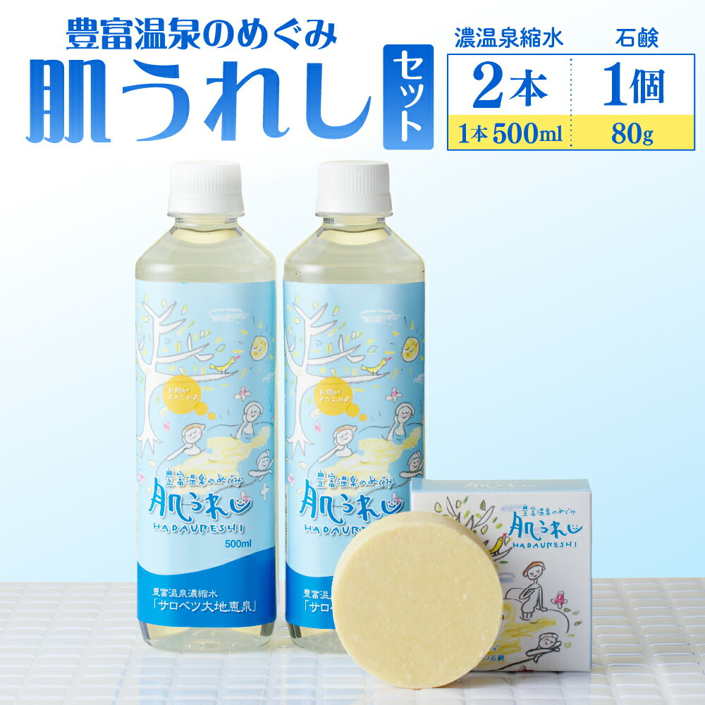 【ふるさと納税】サロベツ大地恵泉 500ml×2本 肌うれし石鹸 80g×1個セット | 豊富温泉 濃縮温泉水 豊富温泉のめぐみ 肌うれし 濃縮 温泉水 入浴剤 温泉成分 石けん せっけん ソープ ボディケア 入浴剤 浴用 温泉成分 セット サロベツ とよとみ 常温 北海道 豊富町