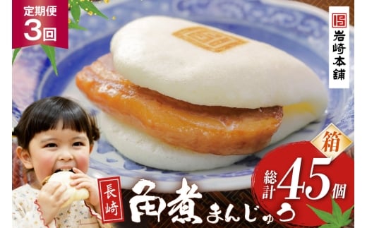 BJ035 岩崎本舗 【3回定期便】長崎角煮まんじゅう 15個入 (箱) [長崎県 島原市]